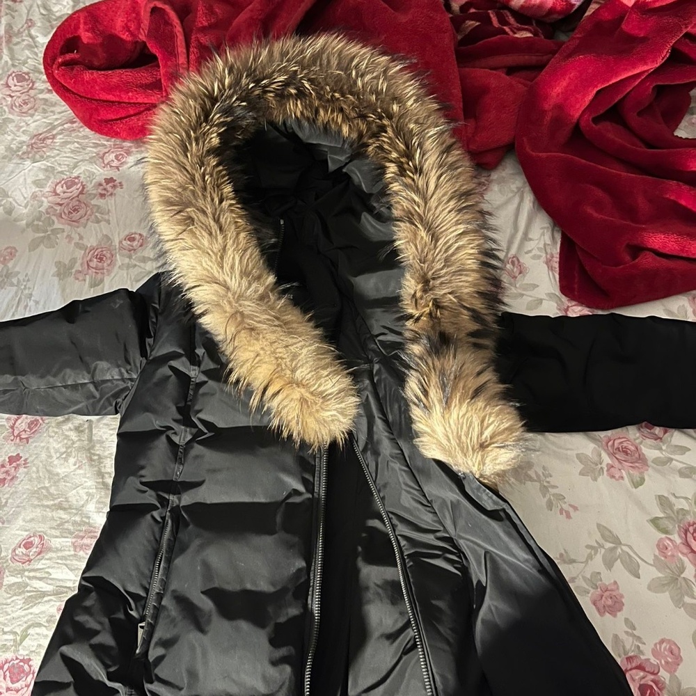 Adali-f Down coat with natural fur Signature Mackage Collar